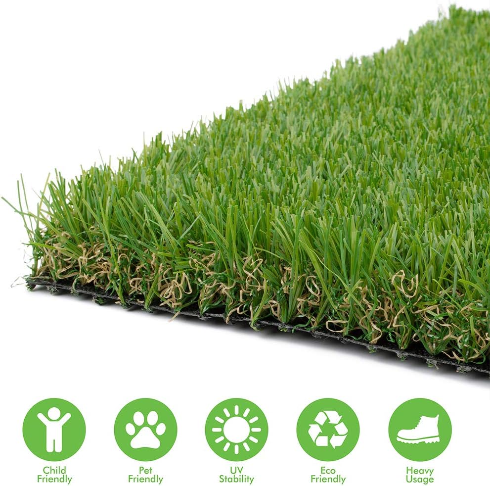 Artificial Grass Turf 3FTX8FT, 1.38" Pile Height Realistic Synthetic Grass, Indoor Outdoor Pet Faux