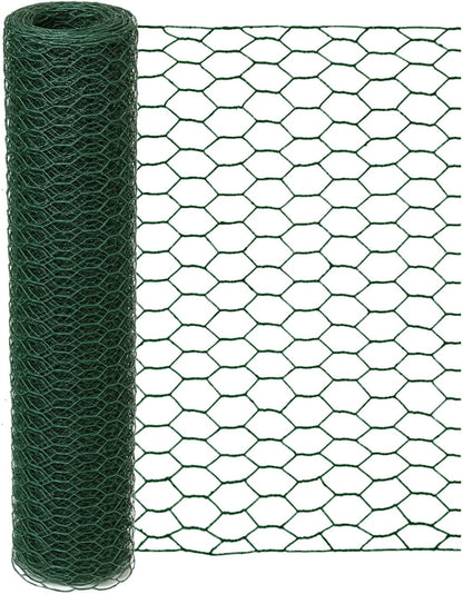 vensovo Green Chicken Wire for Crafts – 13.7"×236" PVC Coated Hexagonal Mesh Roll, cuttable and