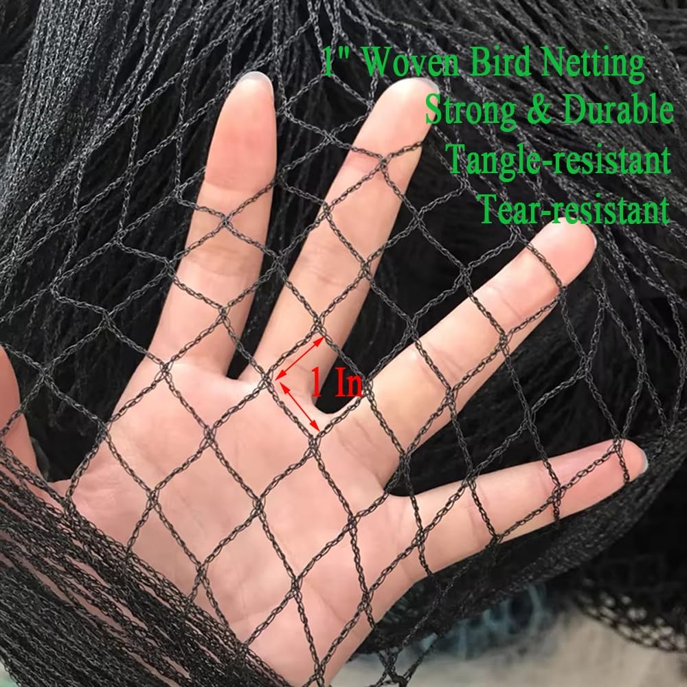 Bird Netting for Chicken Coop 25x100 Ft, 1" Mesh, Strong Woven Poultry Netting Roof Cover for