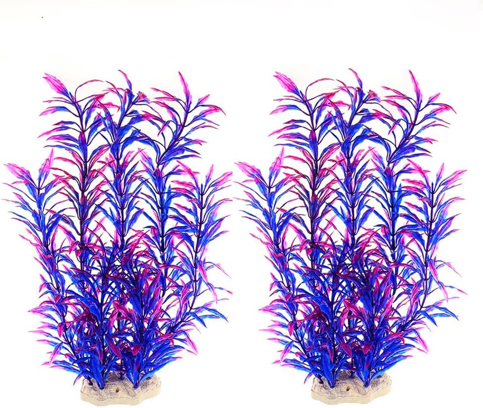 DSkoiph 2 pcs Aquarium Decor Plastic Plants Extra Large 21 Inches Artificial Fish Tank Plants Tall