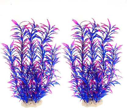 DSkoiph 2 pcs Aquarium Decor Plastic Plants Extra Large 21 Inches Artificial Fish Tank Plants Tall