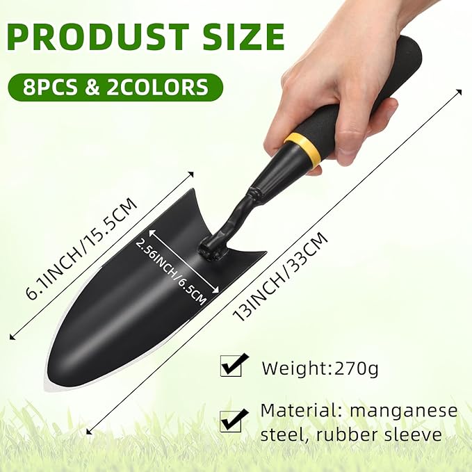 8 Garden Trowel Heavy Duty Garden Hand Shovel Tool Carbon Steel Trowel for Digging Metal Hand