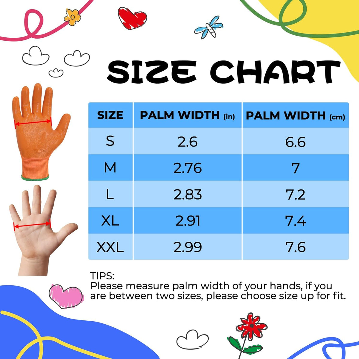 HANDLANDY 3 Pairs Kids Gardening Gloves Latex Free, Nitrile Coated Children Toddler Garden Yard