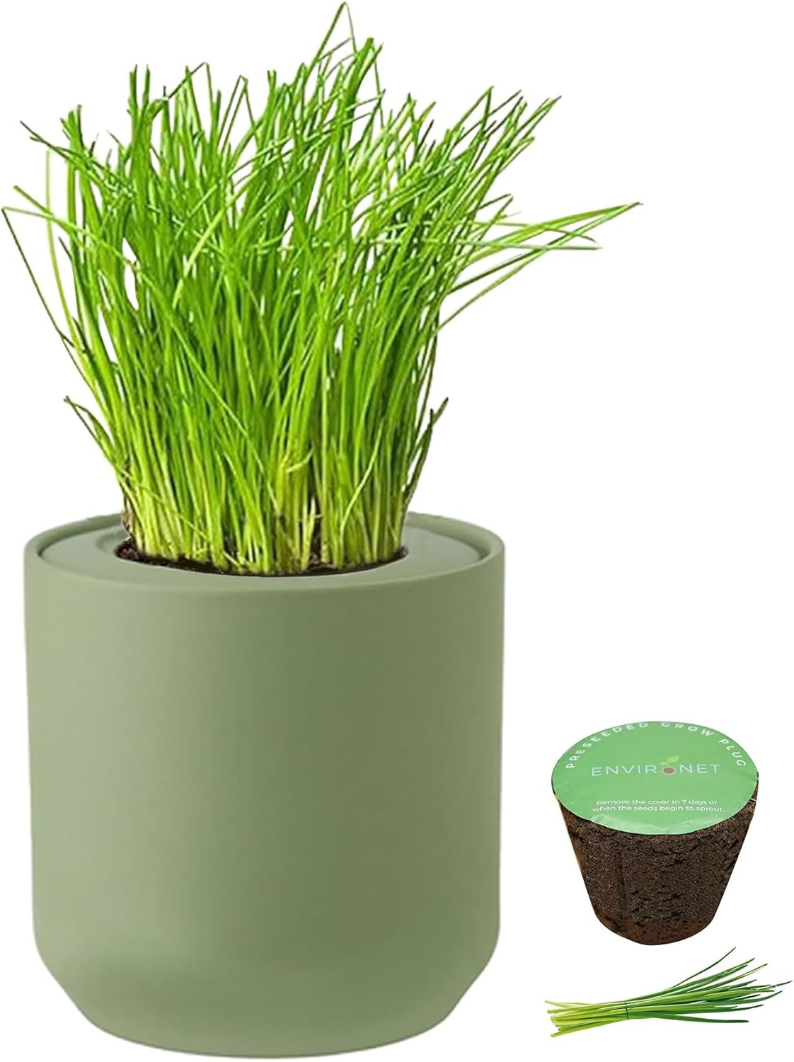 Hydroponic Herb Growing Kit, Self-Watering Kitchen Herb Garden Starter Kit with Green Ceramic Pot