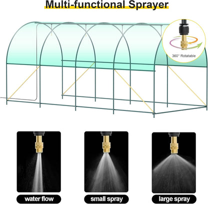 15x7x7 FT Walk-in Greenhouse for Outdoors w/ Watering System,8-Ventilated Screen Window Portable