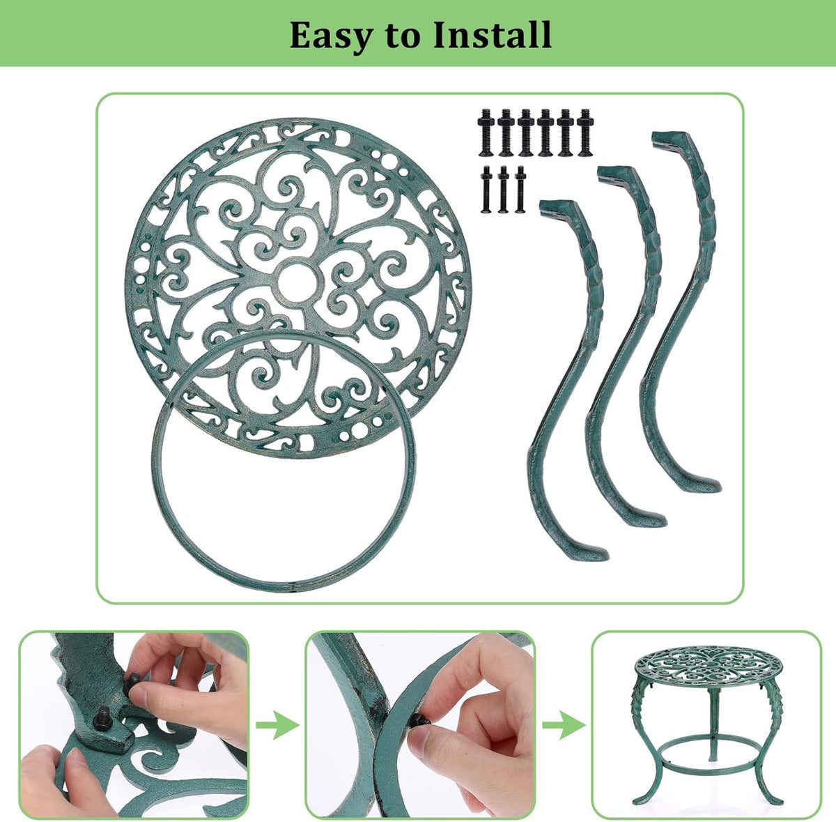 OwnMy Cast Iron Plant Stand Heavy Duty Vintage Wrought Iron Flower Pot Holder, Decorative Pedestal