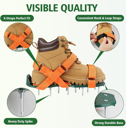 Lawn Aerator Shoes for Grass, Lawn Aeration Shoes with Adjustable Hook Loop Straps and Heavy Duty