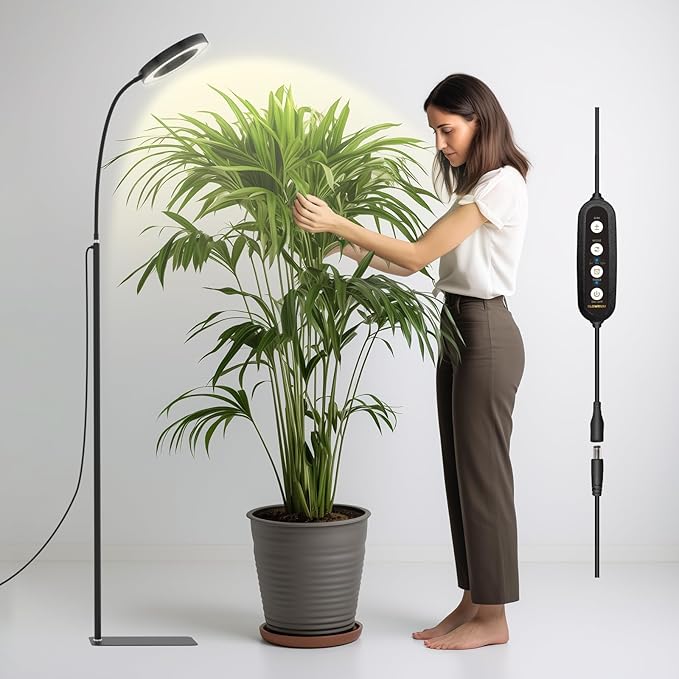 GLOWRIUM Grow Lights for Indoor Plants,20W Full Spectrum LED Plant Light with Stand,Adjustable