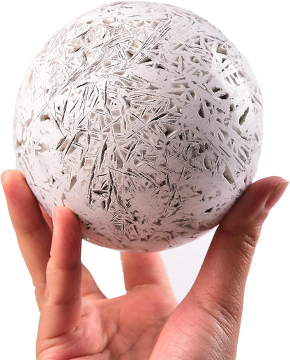JIC Gem Large Mexican White Agate Crystal Sphere Ball with Wooden Stand White Healing Crystal