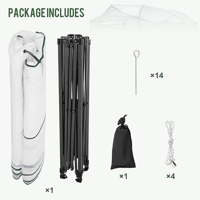 8.5 x 7 FT Walk-in Greenhouse, Portable Pop-up Green House 3 Adjustable Hights Heavy Duty Plant