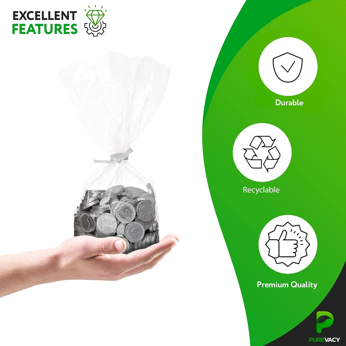 Gusseted Plastic Bags, 4 x 2 x 12 Inches. Pack of 1000 Clear Gusseted Poly Bags. 2 Mil Polyethylene
