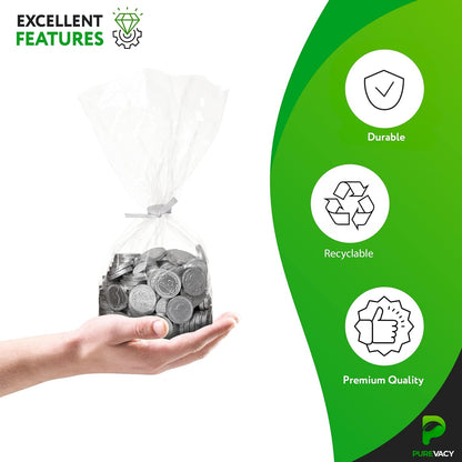 Gusseted Plastic Bags, 4 x 2 x 12 Inches. Pack of 1000 Clear Gusseted Poly Bags. 2 Mil Polyethylene