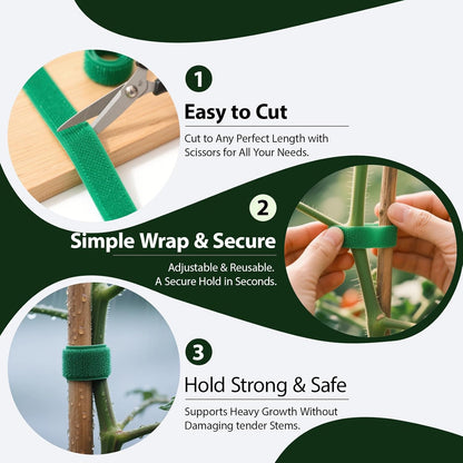 4 Rolls Plant Ties, Adjustable Garden Tape for Plant Twist Ties, Reusable Thicker Support for