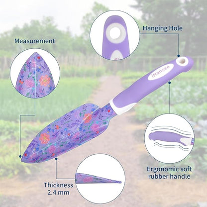 Purple Garden Tool Sets 10-Piece, Aluminum Alloy Steel Hand Tools w/Non-Slip Ergonomic Handle