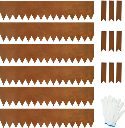 Weathering Steel Edging 6 Pack 40" L x 8" H Depth Corten Steel Landscape Edging Kit Rust Patina