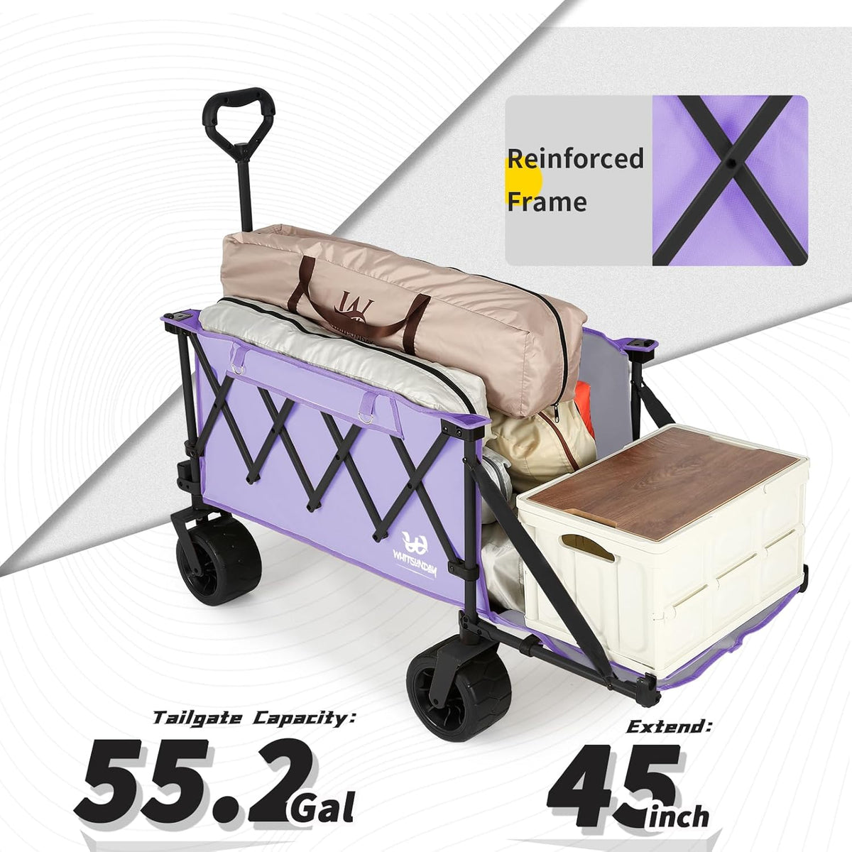 Whitsunday Collapsible Wagon with Tailgate and Big Wheel,Heavy Duty Utility Folding Wagons for