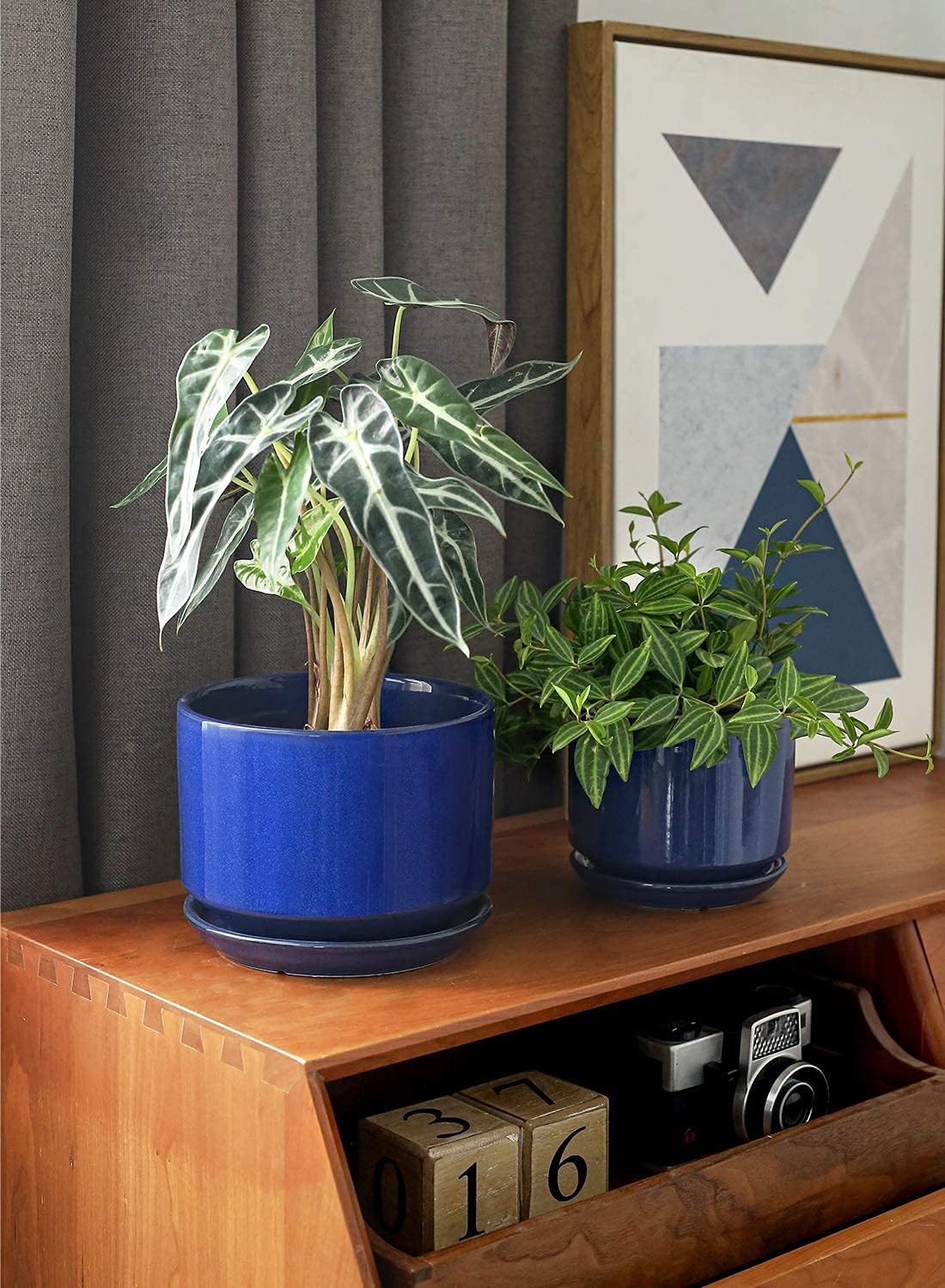 LE TAUCI Ceramic Plant Pots, 4.3+5.3+6.8 inch, Set of 3, Planters with Drainage Hole and Saucer