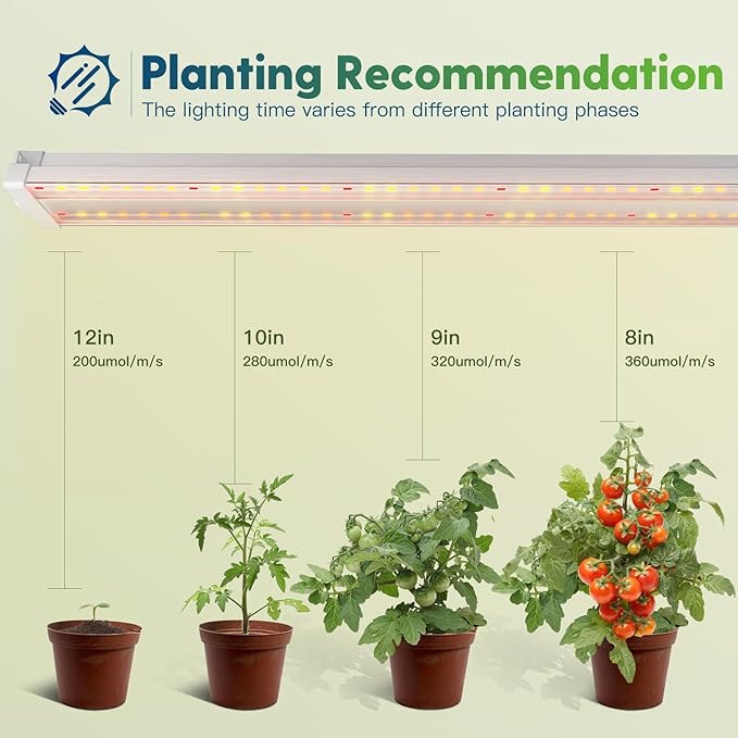 FREELICHT 4 Pack 4ft LED Grow Light with Timer, 60W (350W Equivalent), Sunlike Full Spectrum