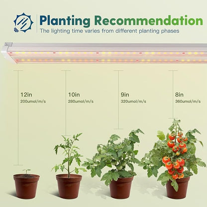 FREELICHT 4 Pack 4ft LED Grow Light with Timer, 60W (350W Equivalent), Sunlike Full Spectrum