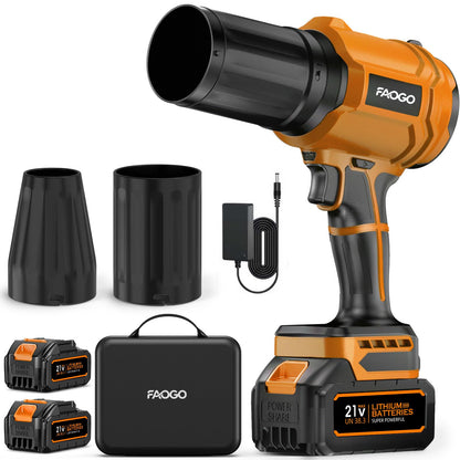 FAOGO Cordless Leaf Blower with 2 Batteries & Charger - 990,000 RPM Electric Handheld Blower