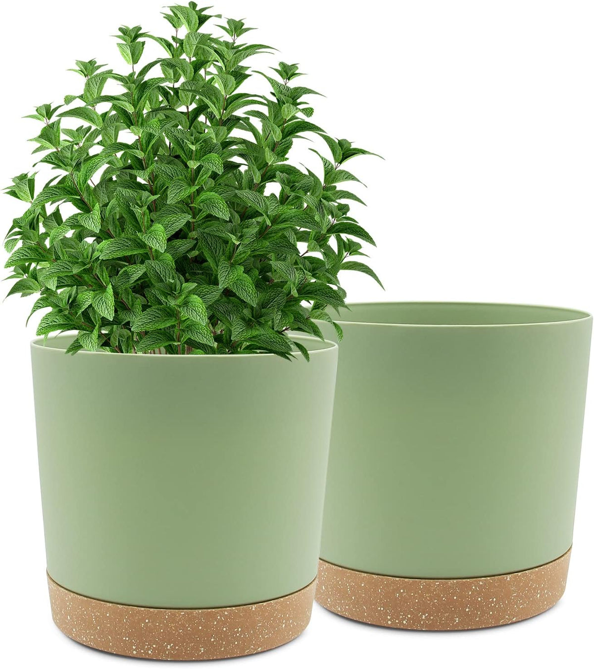 QCQHDU 10 inch Plant Pot, 2 Pack Planters for Indoor Plants with Drainage Holes & Saucer, Outdoor