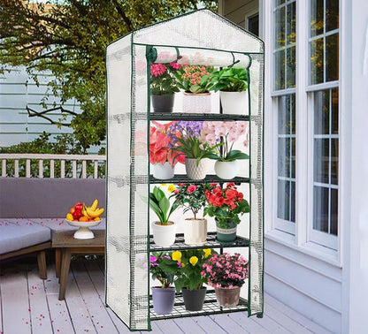 4-Tier Mini Greenhouse, Green House for Flower Indoor Outdoor, Portable Plant Outdoor Cage with