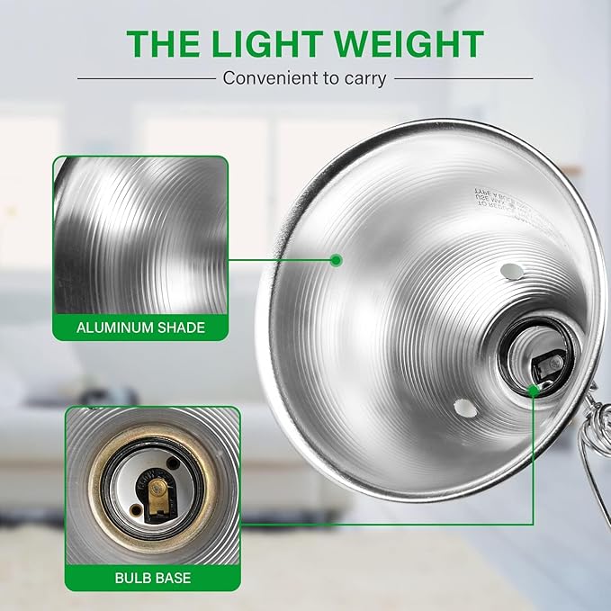 Simple Deluxe Clamp Lamp Light 60 Watt with 5.5 Inch Aluminum Reflector (no Bulb Included), 6 Feet