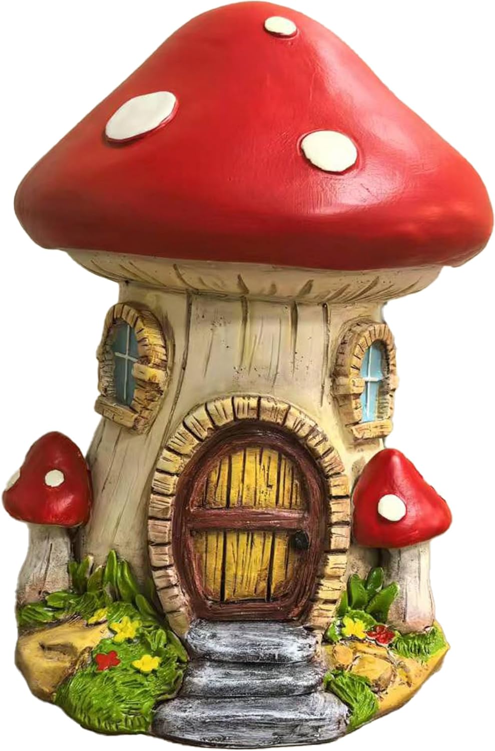 Spoontiques Mushroom House Garden Statue - Decorative Garden Statue - Colorful Home Décor for