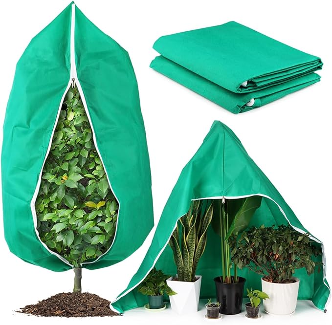 4-Pack Plant Covers Freeze Protection, Frost Covers with Zipper Drawstring, Plant Protectors from