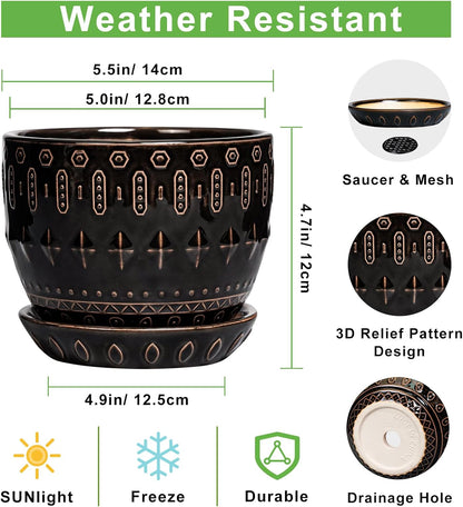 G EPGardening Ceramic Pot for Plants 5.5 Inch - Ceramic Plant Pot Indoor with Drainage Hole and