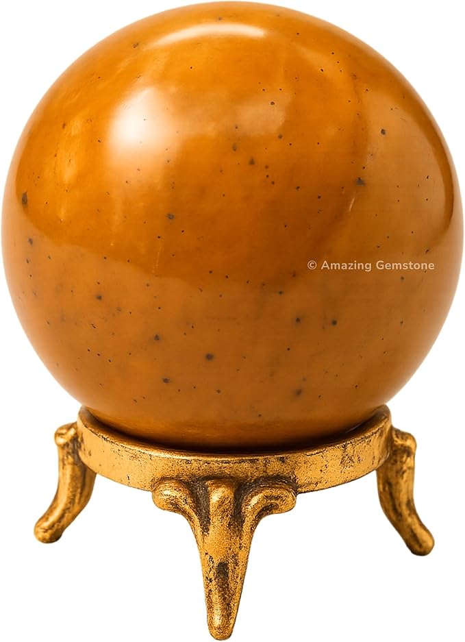 Amazing Gemstone Yellow Jasper Crystal Ball with Stand - 2 Inches Crystal Sphere Meditation Balls