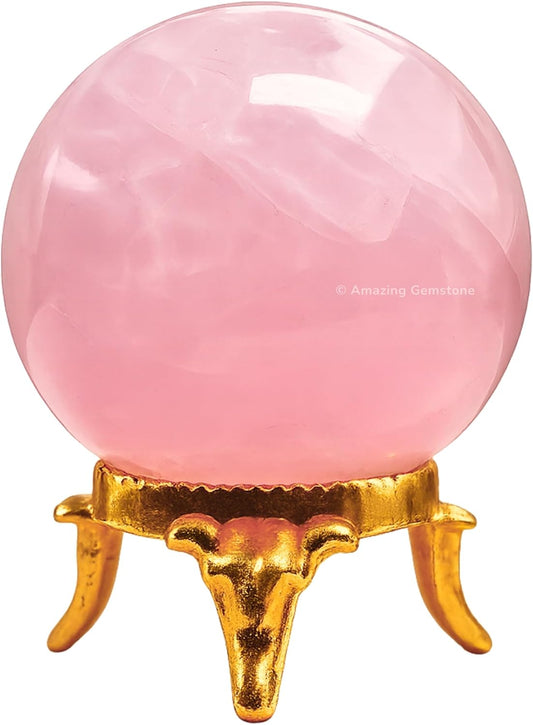 Amazing Gemstone Rose Quartz Crystal Ball with Stand - 2 Inches Crystal Sphere Meditation Balls for