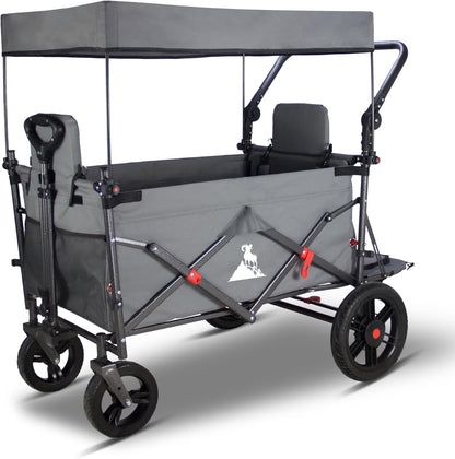 Collapsible Foldable Wagon Cart with Quick-Release Wheels & 2 Seats - Heavy-Duty Utility Wagon