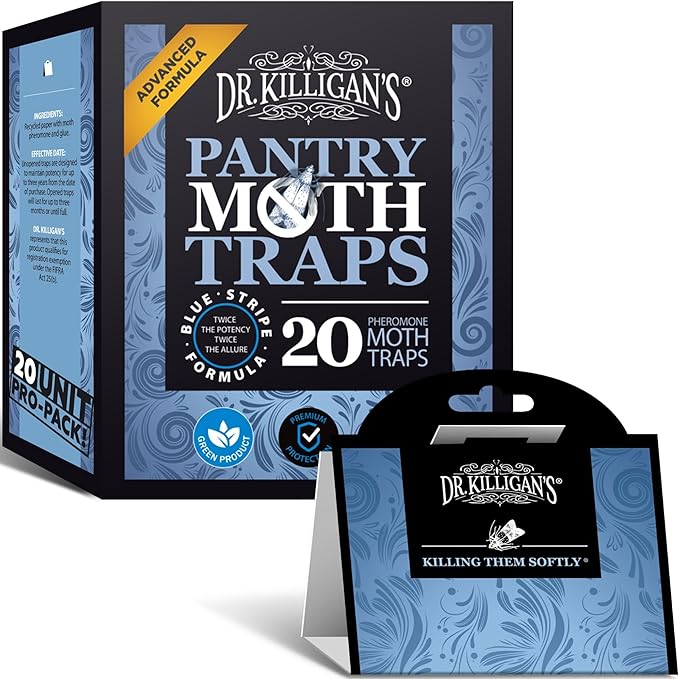 Dr. Killigan's Premium Double Potent Pantry Moth Traps with Pheromones Prime, Sticky Indian Meal