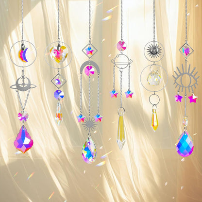 Sun Catchers 6Pieces Colorful Crystals Suncatcher with Chain Pendant Ornaments Hanging Crystals