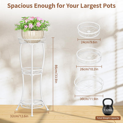 LASZOLA White 3 Tier Tall Plant Stand for Indoor Outdoor, Large Multiple Level Flower Planter