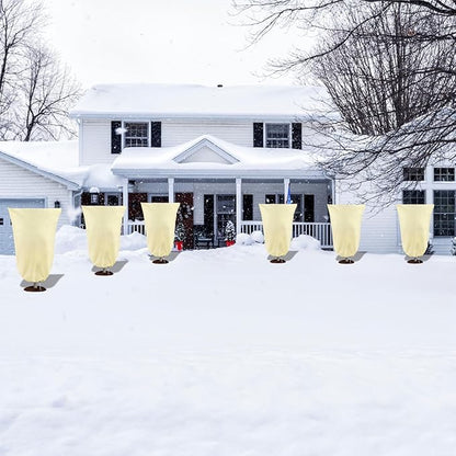 8 Pack Plant Covers Freeze Protection, 31.5"x47.2" Frost Blankets with Zipper Drawstring, Winter
