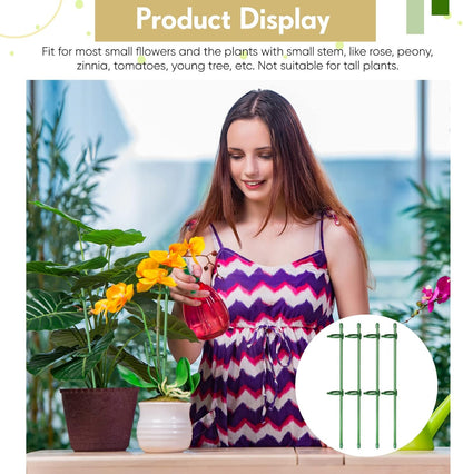 meekoo 30 Pcs Adjustable Garden Plant Support Stakes Single Stem Plant Cage Support Rings with