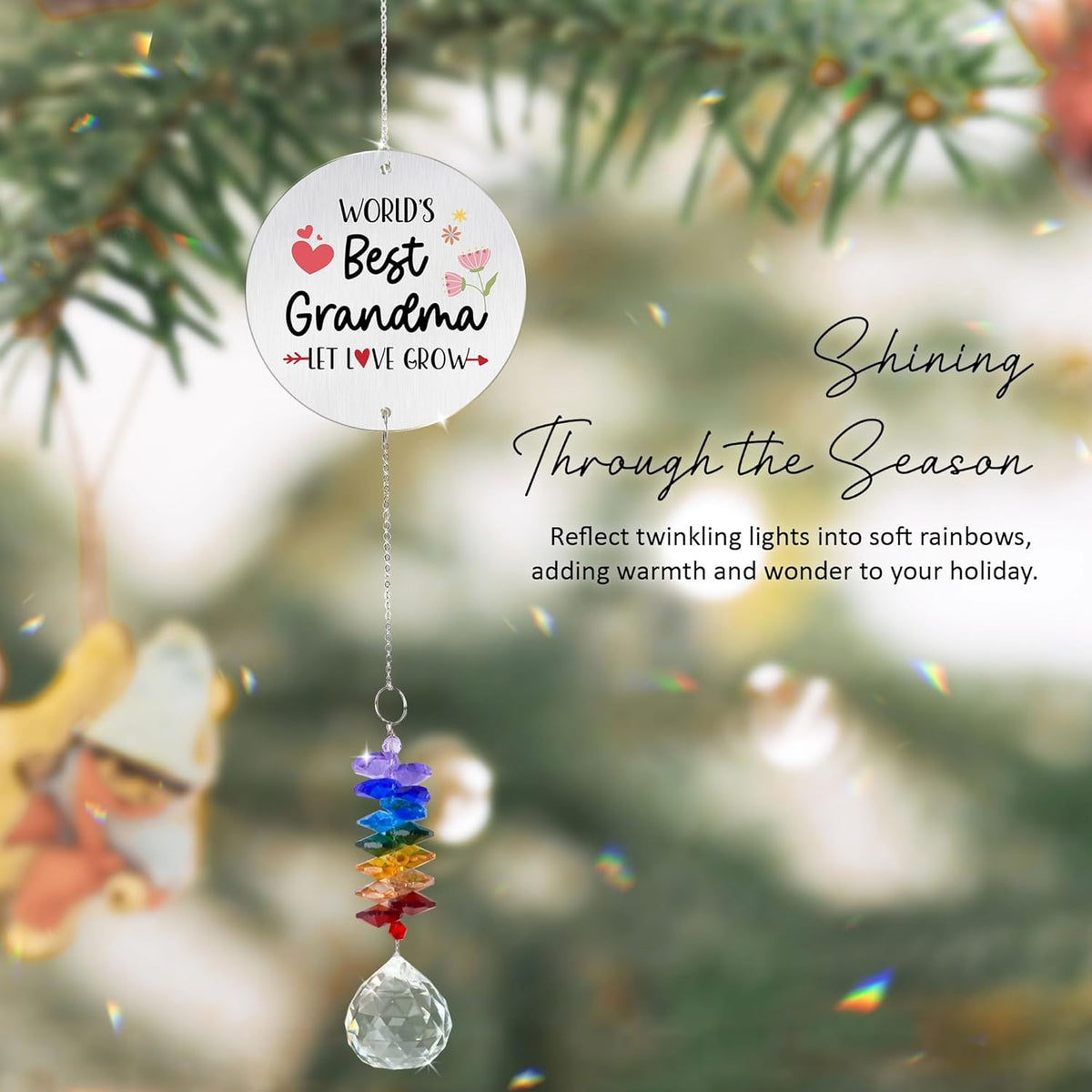Aluminum Ornament Suncatcher - World 's Best Grandma Birthday Gift for Grandma, Mom - Unique Gift