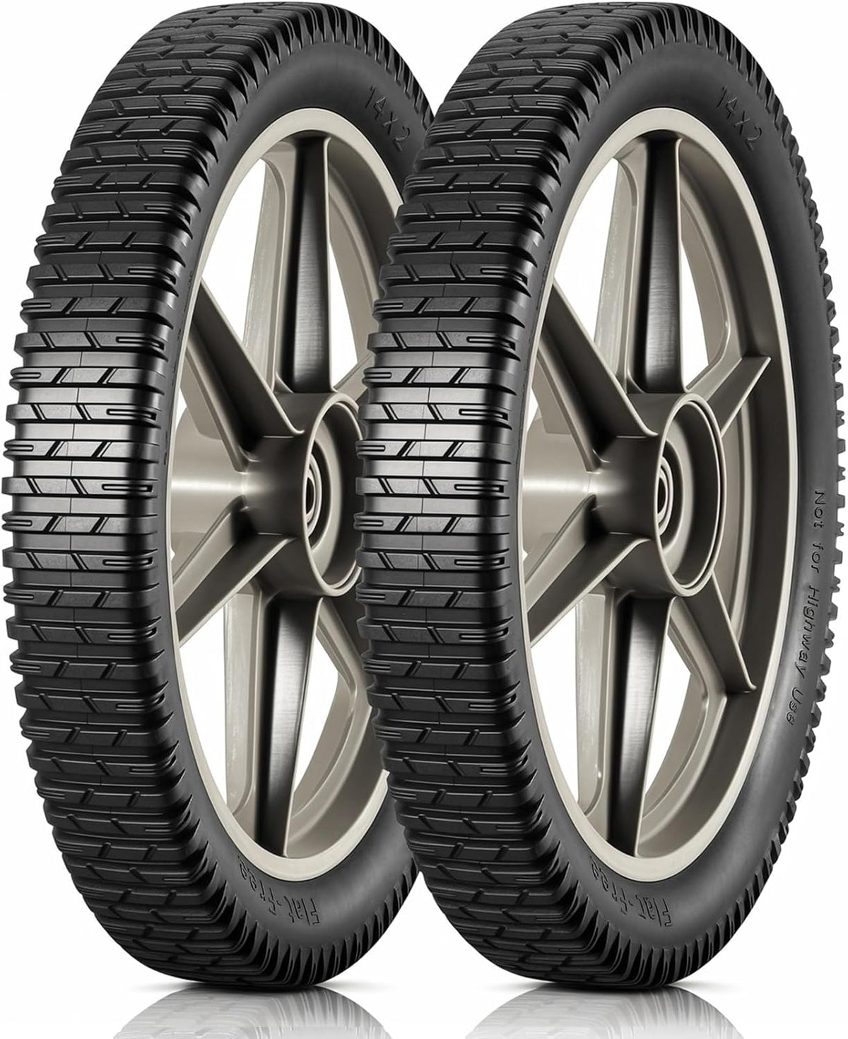 MaxAuto 14 x 1.75" Spoked Plastic Wheel with Tire Replacement for Craftsman Mower, Wheelbarrow