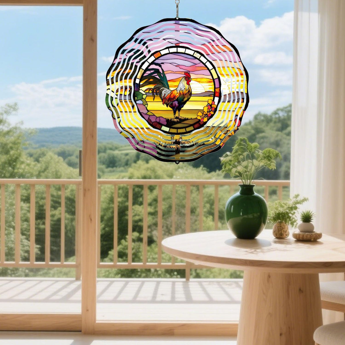 Metal Wind Spinner Outdoor Rooster Decorations Hanging, Festive Gifts for Women Mom Grandma, 25cm/