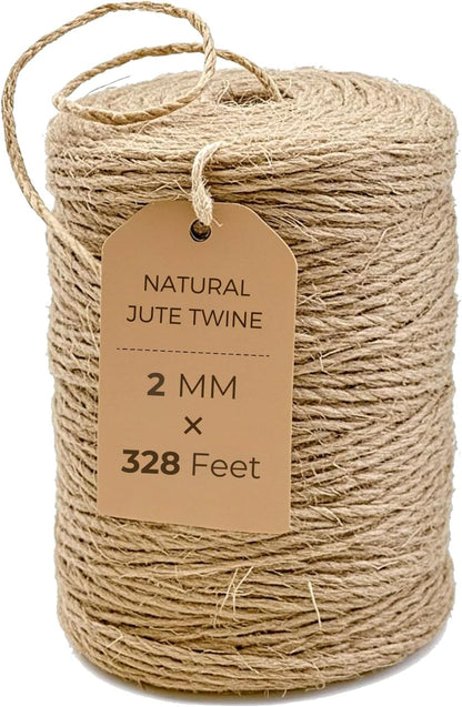 Garden Twine 3mm, 328 Feet Natural Jute Twine for Garden, Crafts, Gifts Wrapping, Packing and Home