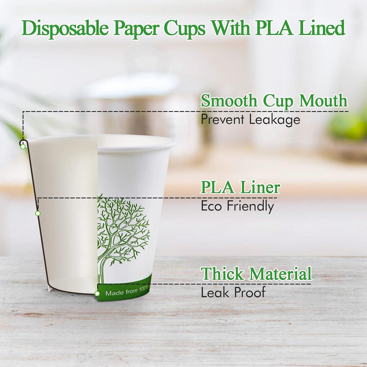ECOLipak 500 Count Compostable Paper Cups, 4 oz Paper Espresso Coffee Cups with PLA Lined
