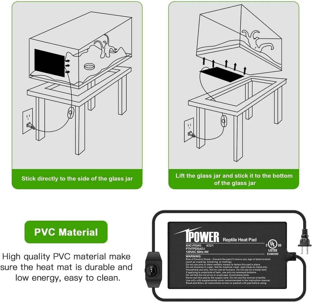 iPower 4 by 7-Inch Reptile Heat Mat with Temperature Adjustable Controller Knob, LCD Digital