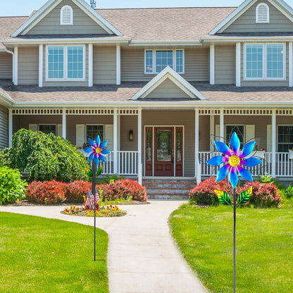 14'' Wind Spinners Outdoor, Flower Metal Garden Wind Spinners Outdoor, Kinetic Wind Sculptures &