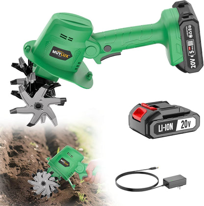 20V Cordless Tiller Cultivator for Gardening, Electric Garden Tiller with Only 1 x 2.0Ah Battery &
