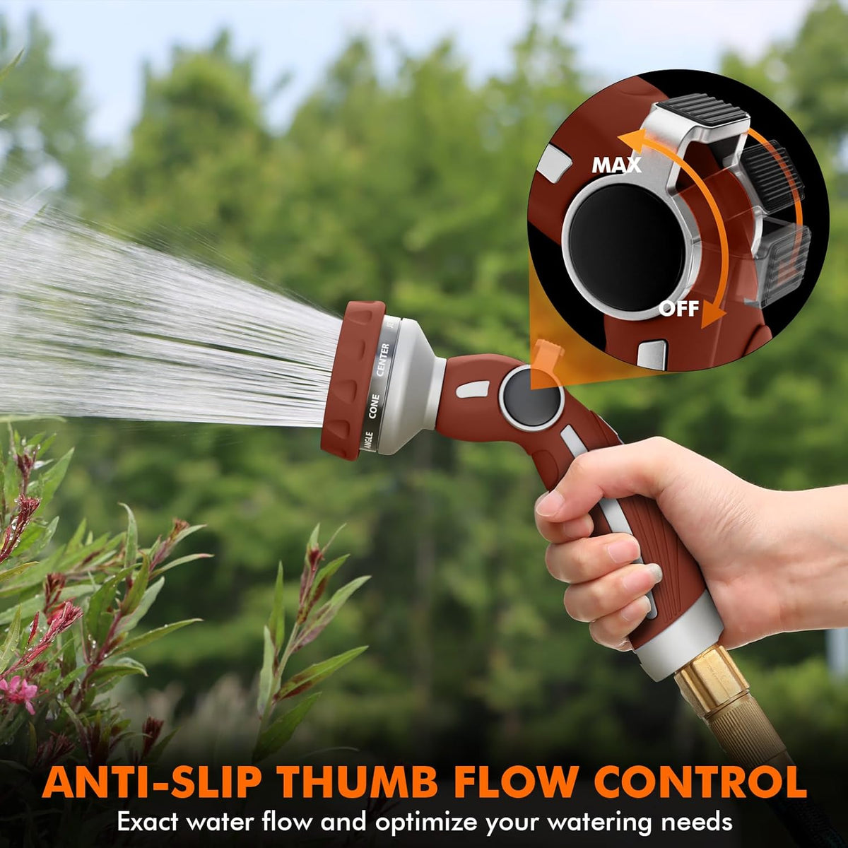 RESTMO Hose Nozzle Heavy Duty, Metal Water Hose Sprayer for Garden, 9 Spray Patterns | High