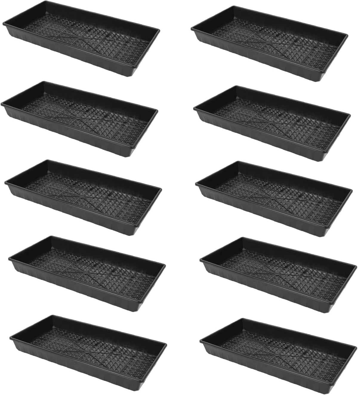 SUNPACK 10" x 20" Heavy Duty Mesh Plastic Seed Starting Tray, Black, 2.3" (Pack of 10) - Ensures