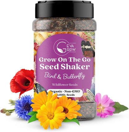 Mini Wildflower Seed Shaker - Bird & Butterfly Garden Seed Mix | 60,000+ Annual & Perennial Flower