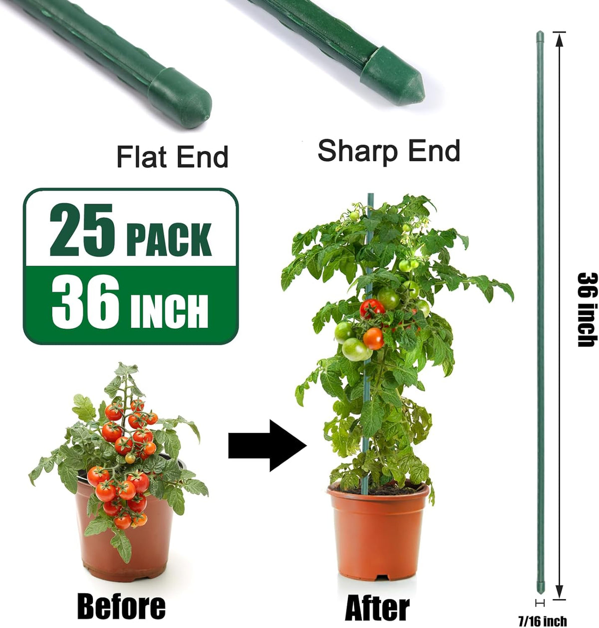 Garden Stakes 36 Inches Steel Plant Stakes Tomato Stakes 3ft Pack of 25